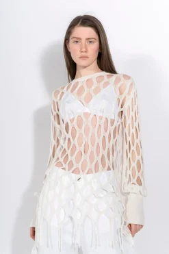 Marques ' Almeida NET LONG SLEEVE TOP-Women Knitwear|Tops