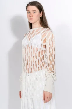 Marques ' Almeida NET LONG SLEEVE TOP-Women Knitwear|Tops