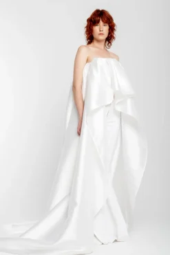 Marques ' Almeida PLEATED STRAPLESS TRAIN TOP- Bridal