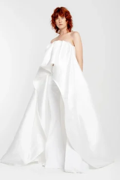Marques ' Almeida PLEATED STRAPLESS TRAIN TOP- Bridal