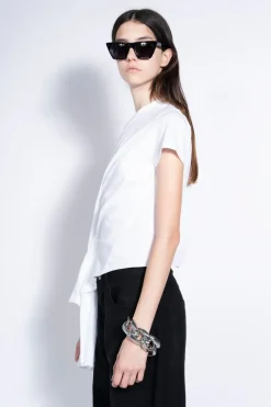 Marques ' Almeida T-SHIRT WITH SIDE BOW-Women Tops