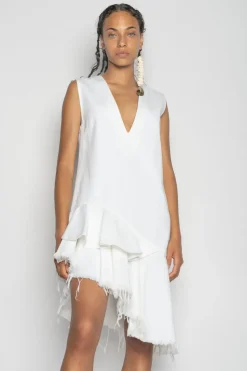 Marques ' Almeida V-NECK FRILL DRESS-Women Dresses|Dresses