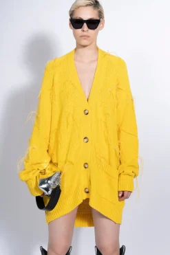 Marques ' Almeida OVERSIZED CARDIGAN WITH FEATHERS PULLS-Women Tops|Knitwear
